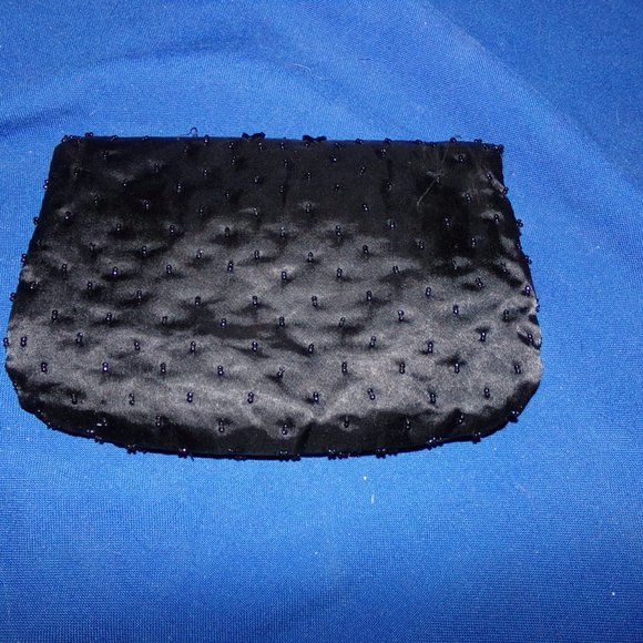 Vintage Beaded Evening Bag Clutch Purse - Black - Picture 2 of 7